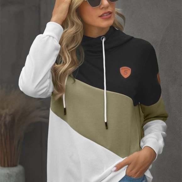 NWT Colorblock 3-tone hooded sweatshirt - Picture 3 of 4